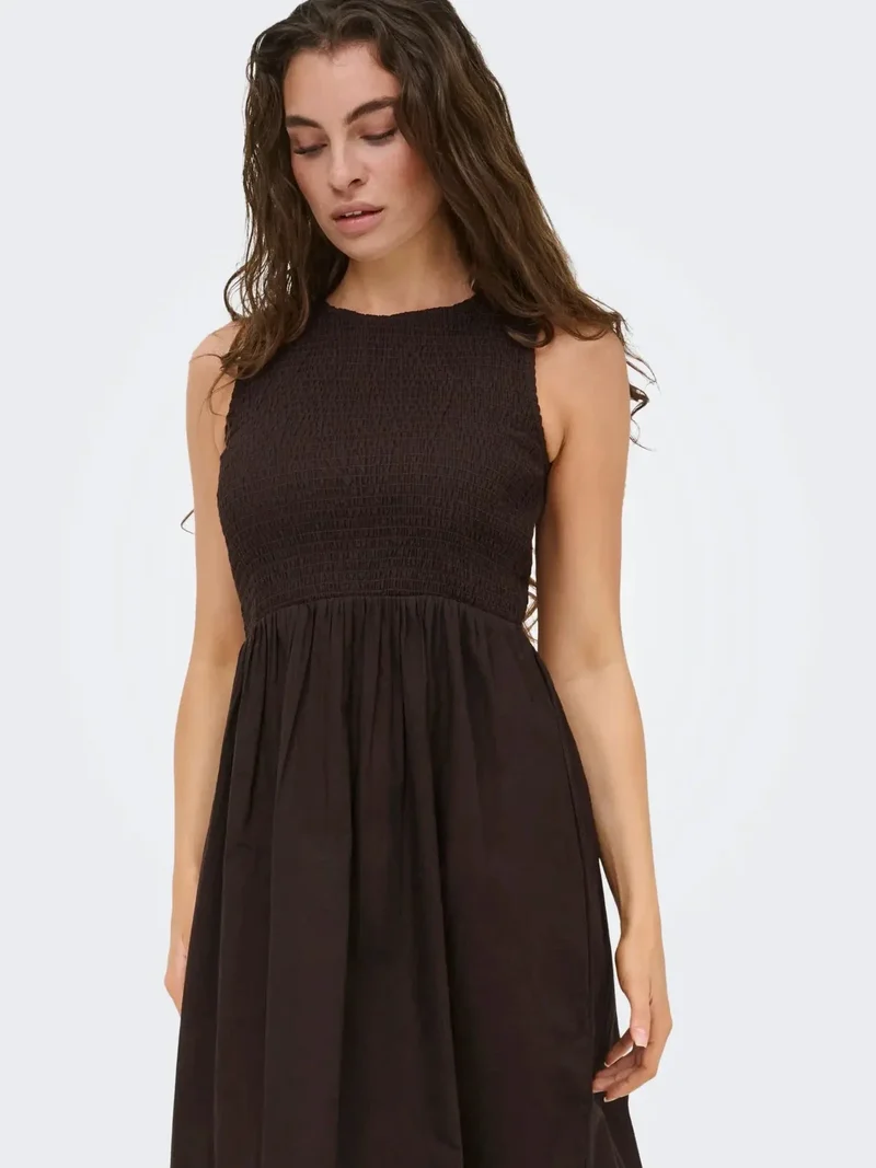 JDY - Jdydiego S/L Smock Midi Dress - 5048960 Chocolate Torte