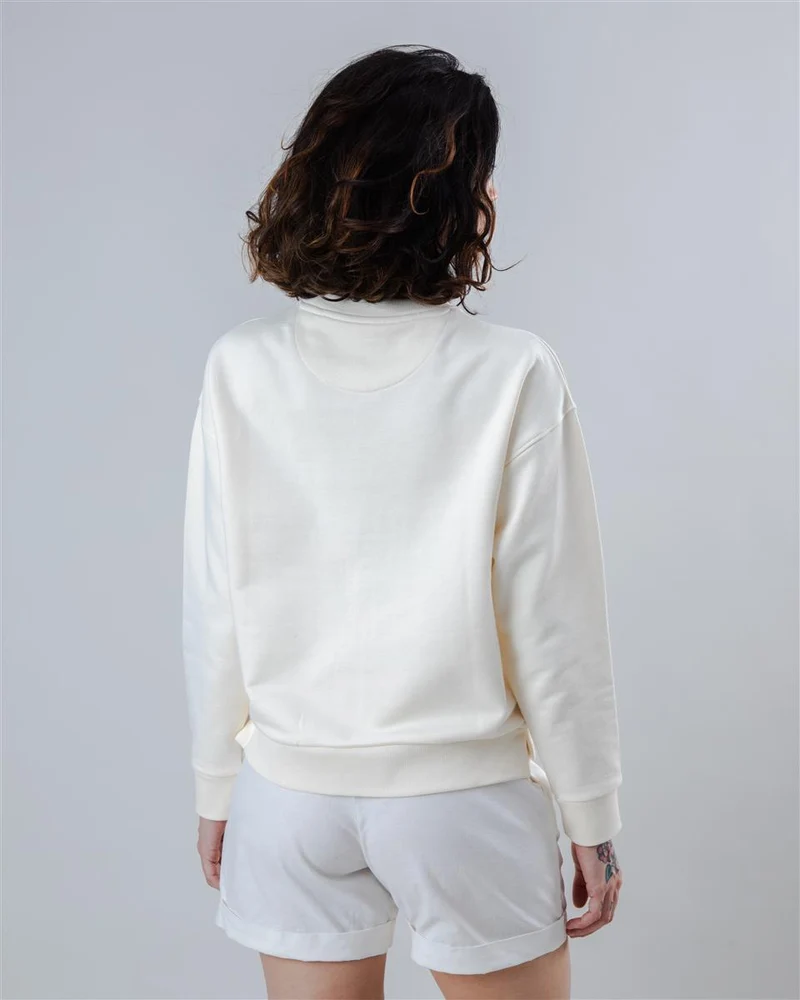 BRAVA Peanuts Ace Snoopy Sweatshirt Rounded Hem Ecru