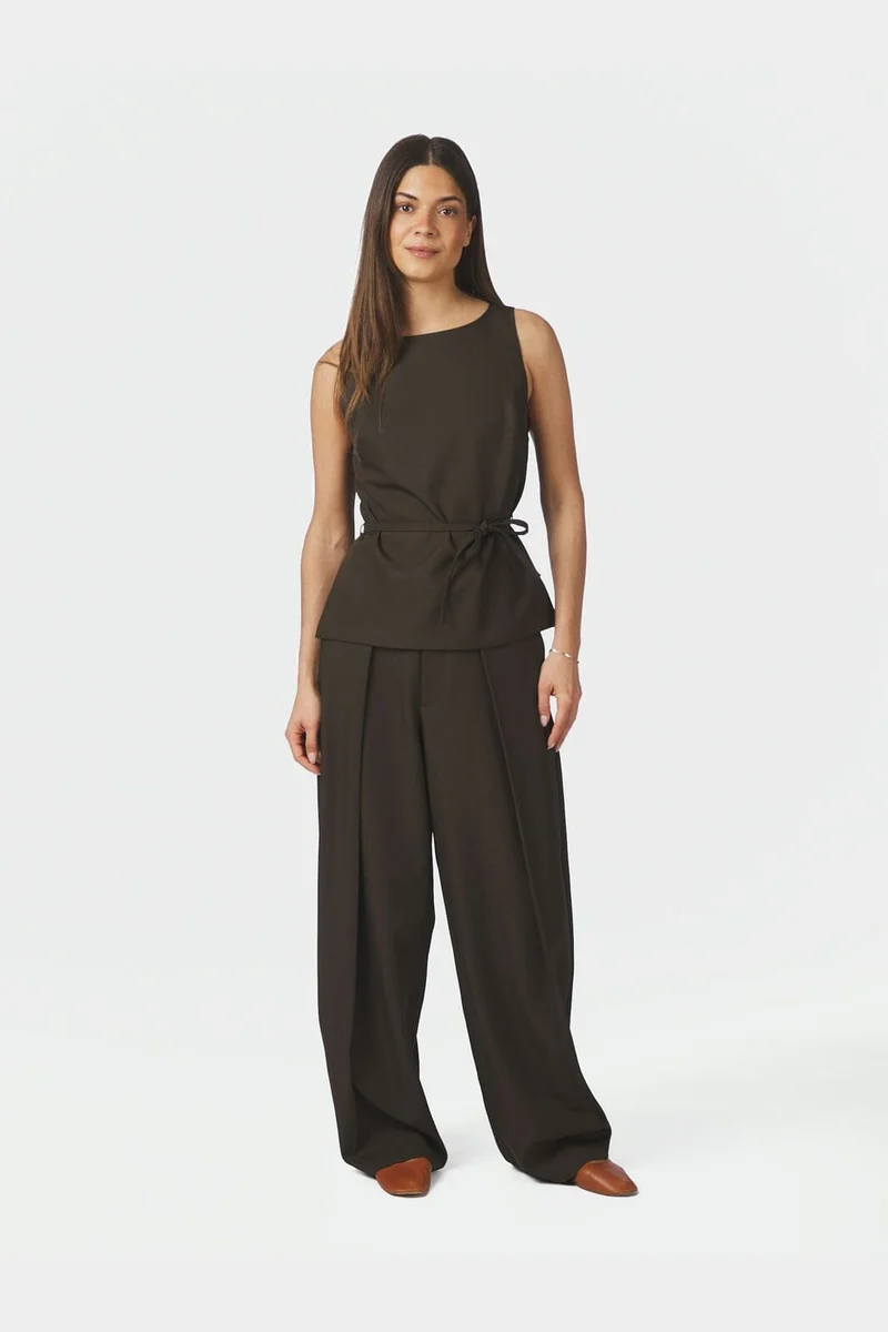 Neo Noir - Lucille Structure Pants 169655 - 676 - Dark Brown