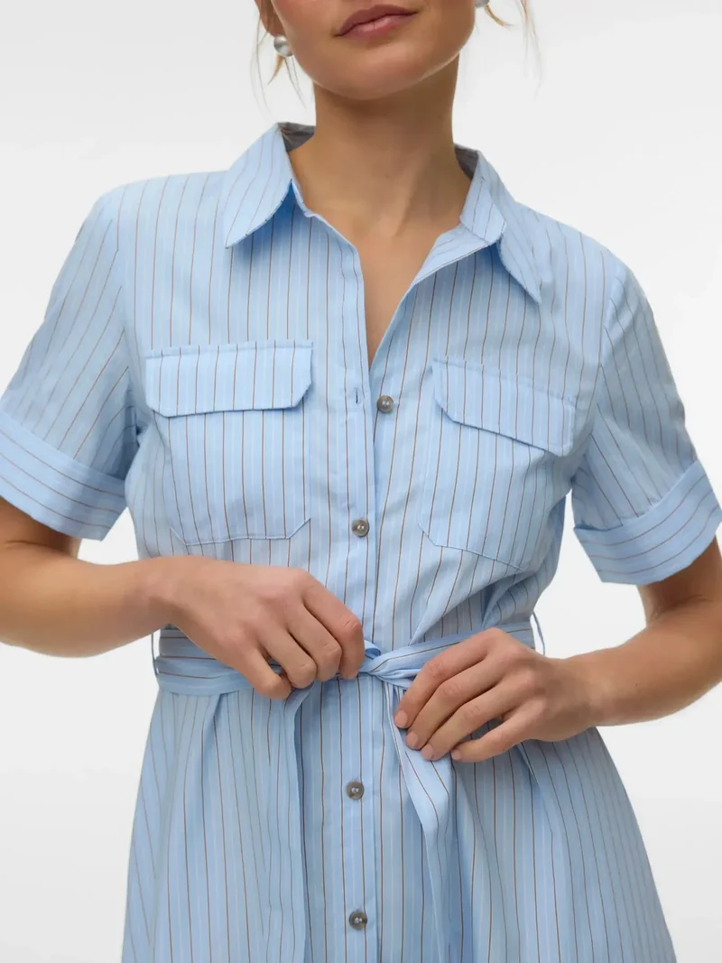 Vero Moda - Vmlotus 2/4 Ancl Shirt Dress Sb2 - 5078973 Cashmere Blue Blue
