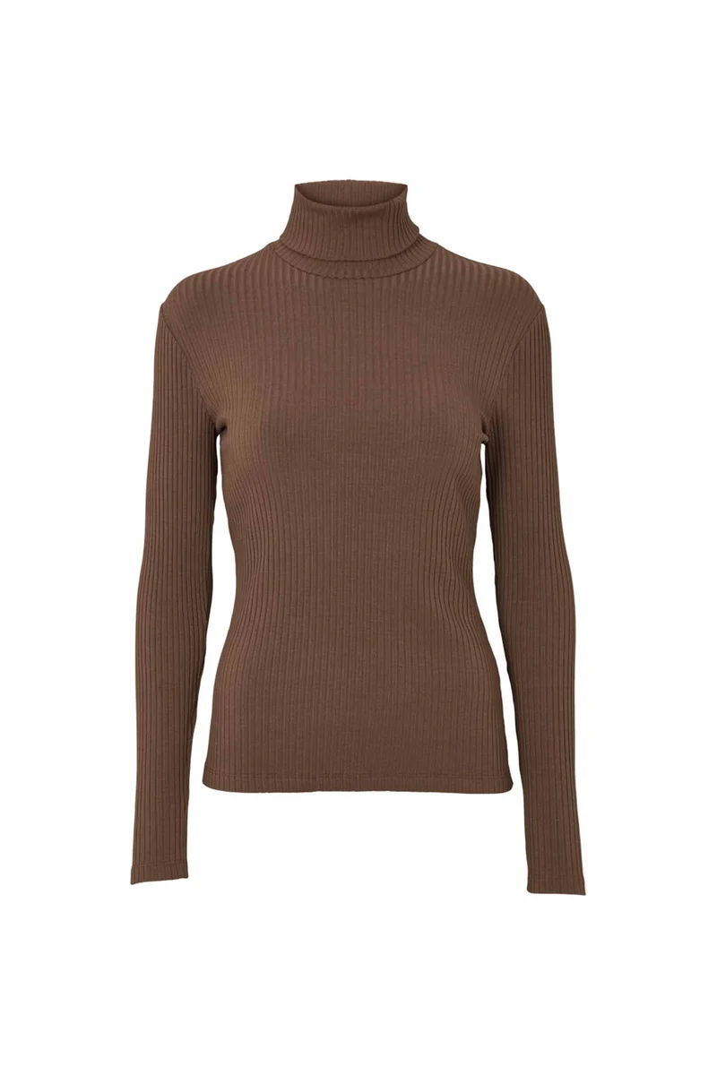 BASIC APPAREL Rhoda T-Neck slate army brown