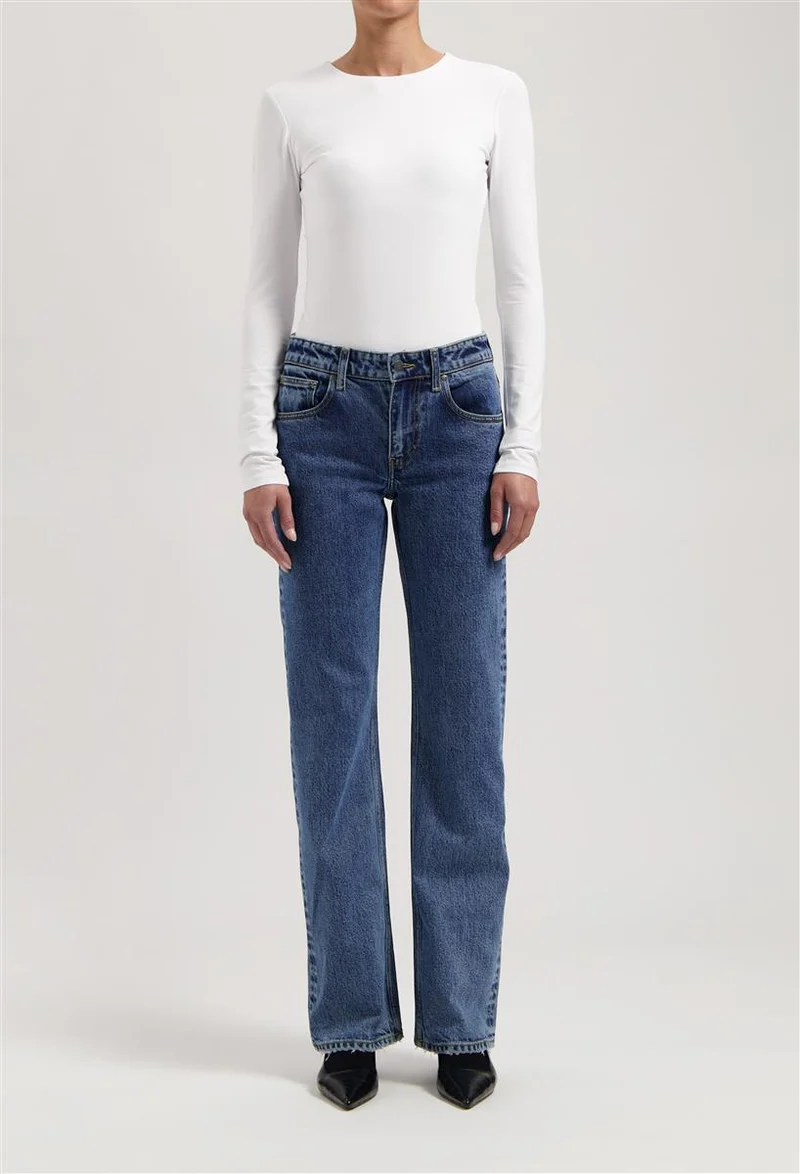 MUD JEANS Carry Mid Straight stone vintage