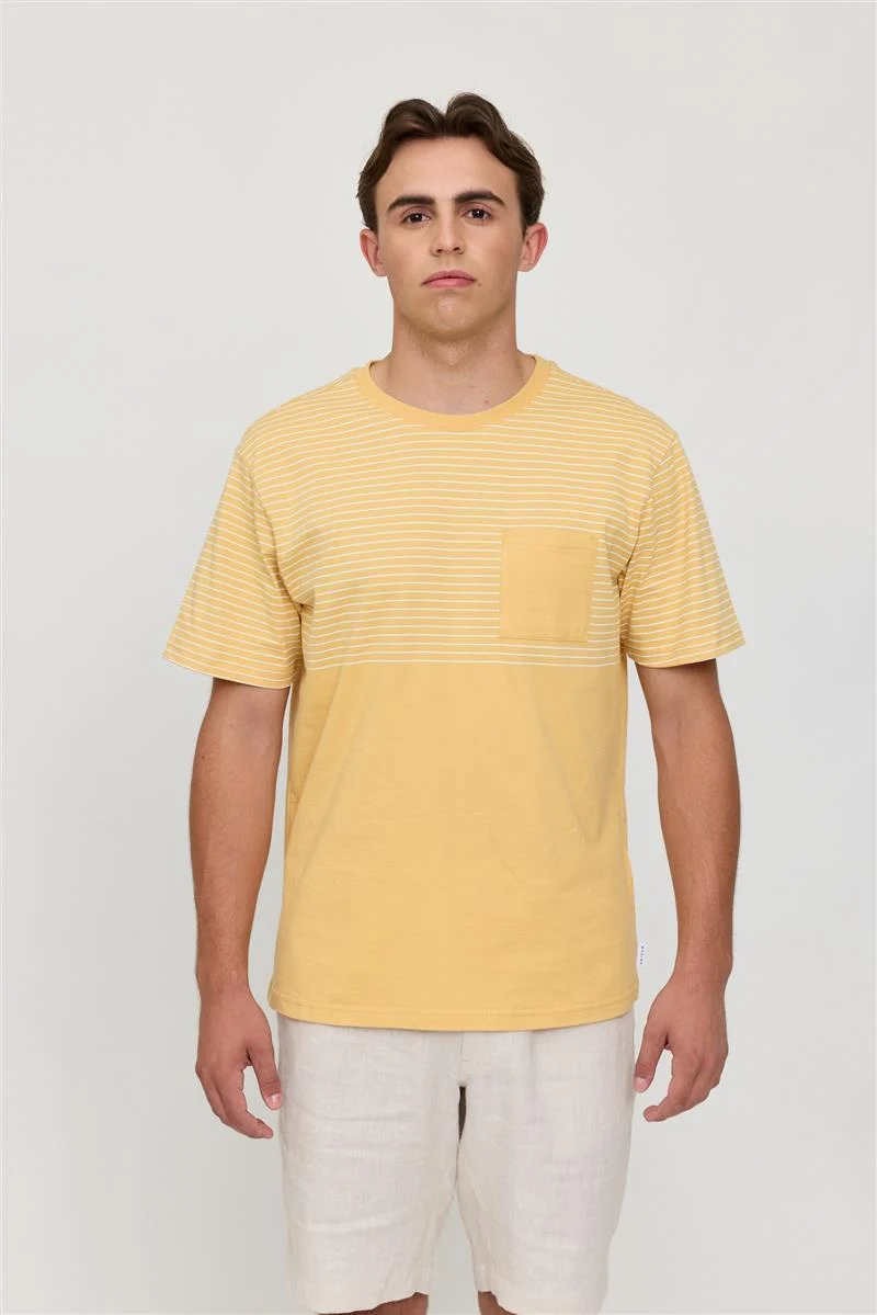 MAZINE Halfway Striped T banana-offwhite