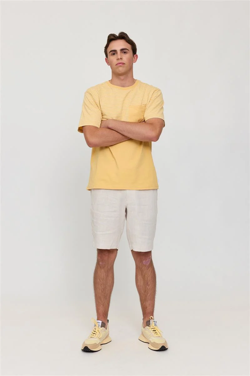 MAZINE Halfway Striped T banana-offwhite