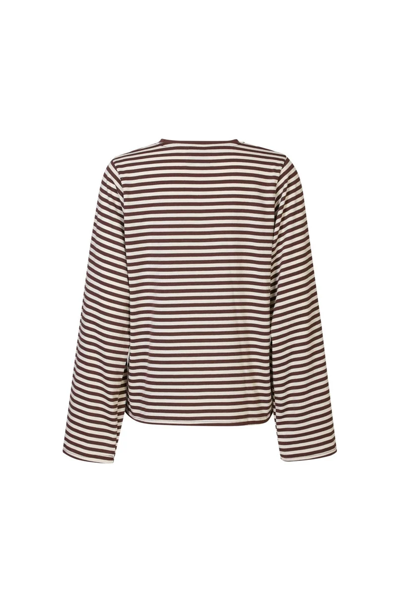 Liberte - Nalia Ls Boxy Tshirt 22473 - Brown Creme Stripe