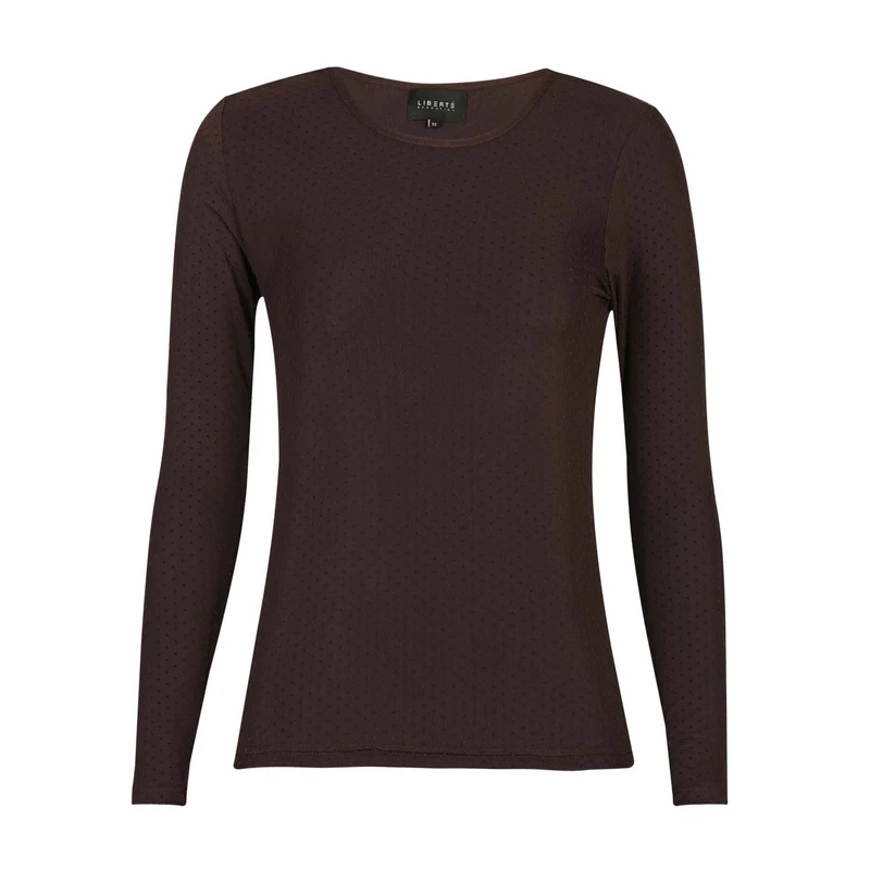 Liberte - Mesh Ls Tshirt, Dot 22069 - Dark Brown Medium Dot