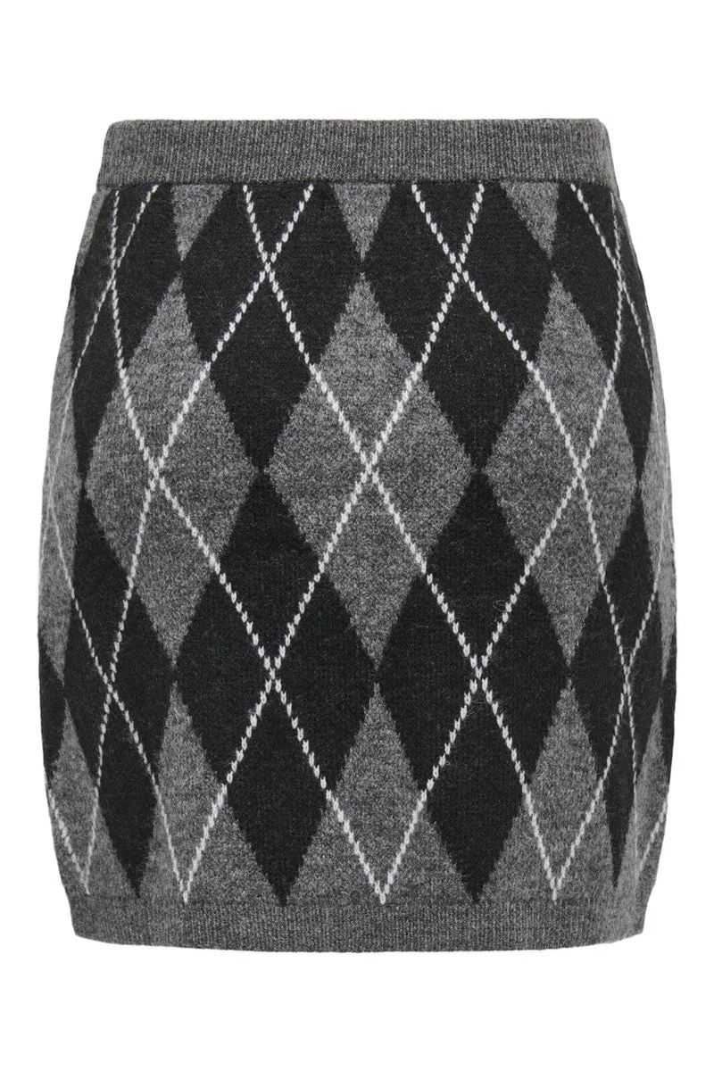 Jdy - Jdybianka Skirt Knt - 5147544 Dark Grey Melange Argyle