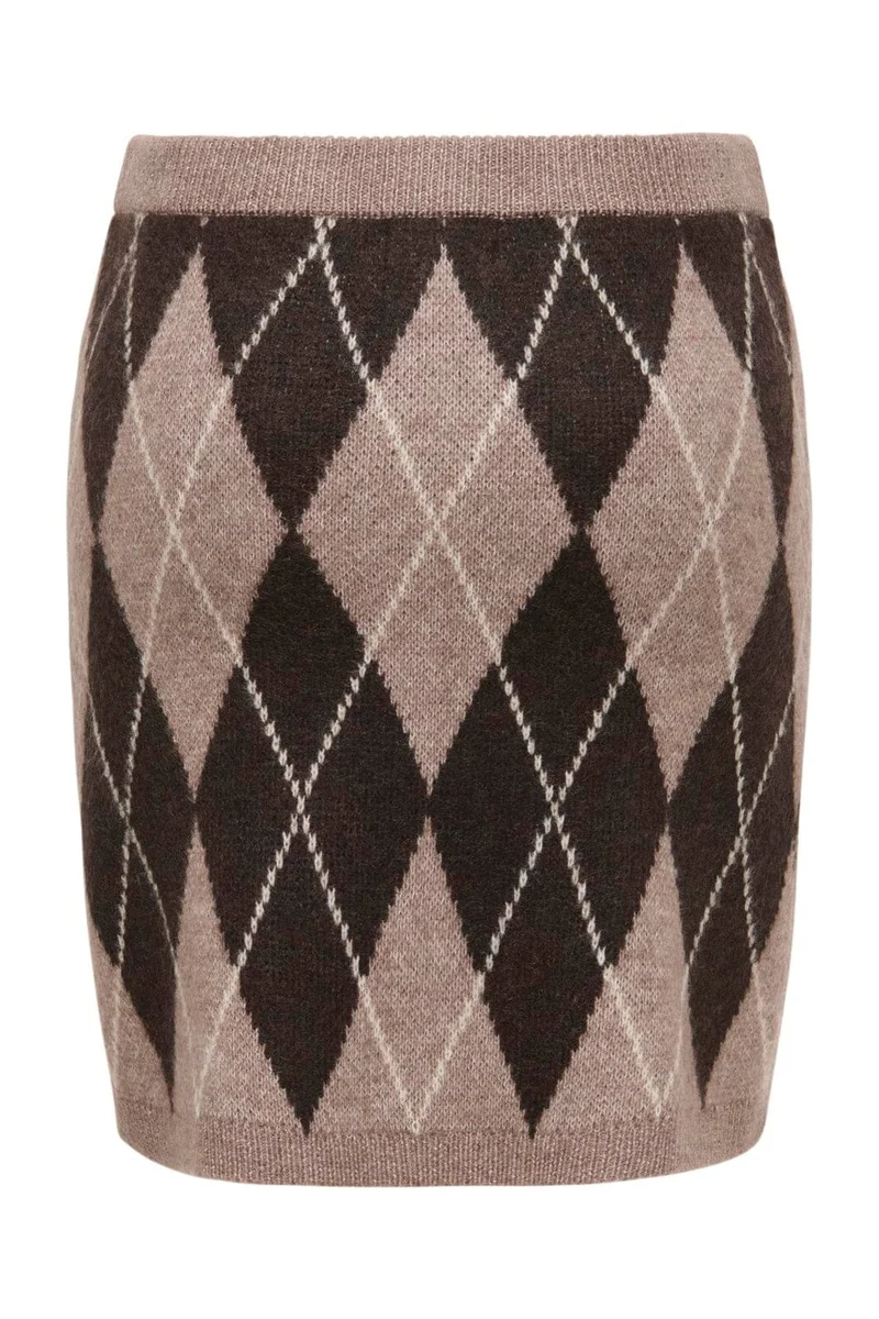 JDY - Jdybianka Skirt Knt - 5135642 Chocolate Torte Argyle