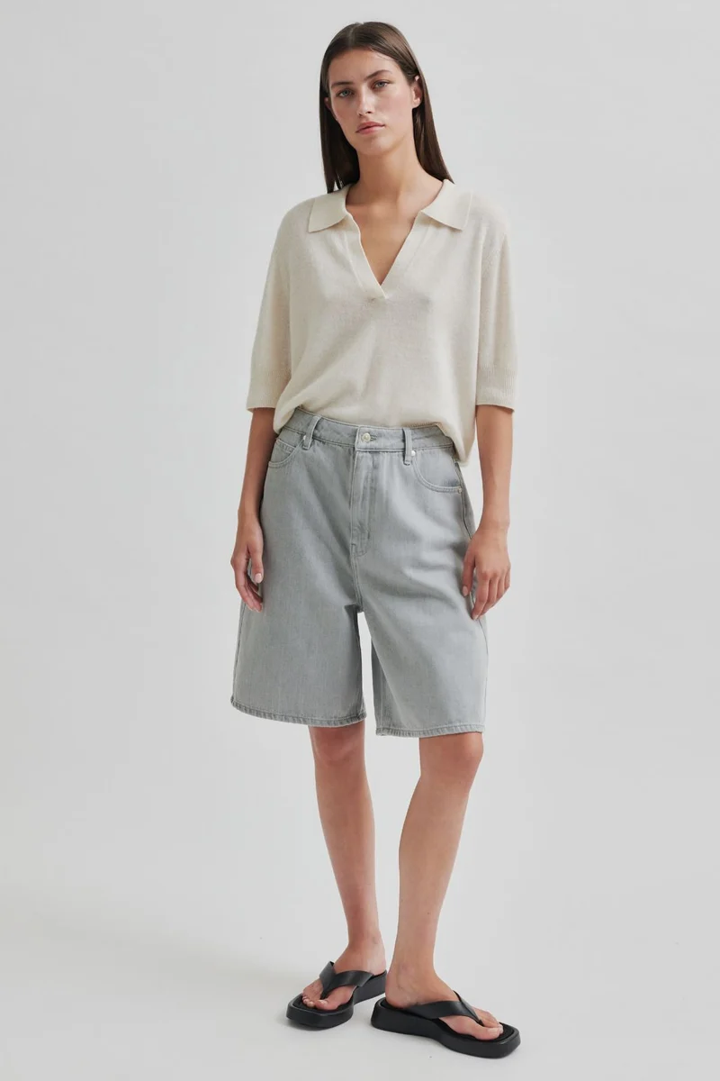 Second Female - Esso Bermuda Shorts 59780 - Light Grey Denim 7035
