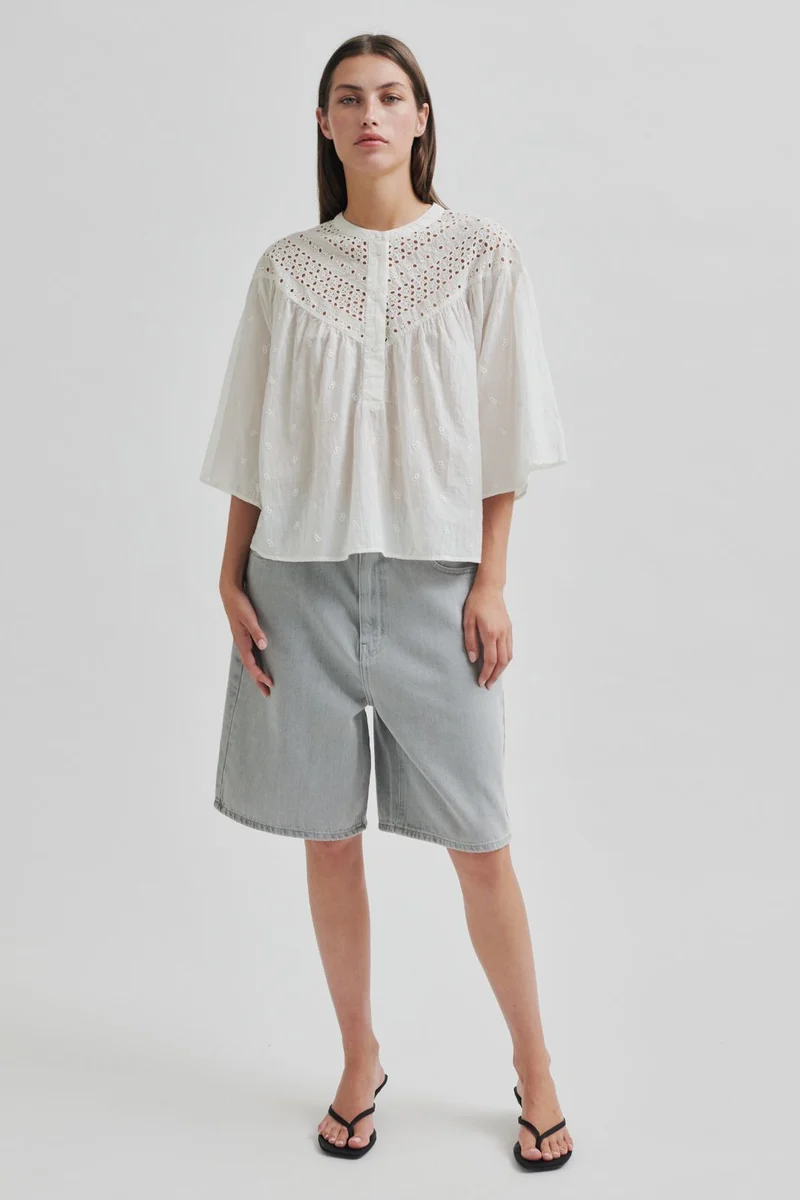 Second Female - Esso Bermuda Shorts 59780 - Light Grey Denim 7035