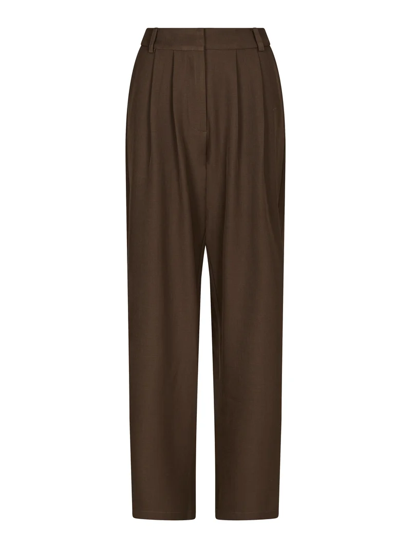 Molly&My x Julie Elgaard - Celina Structure Pants 167306 - 676 - Dark Brown