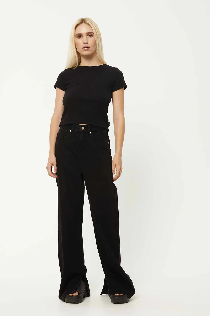 AFENDS Faith Hemp Ribbed T-Shirt black