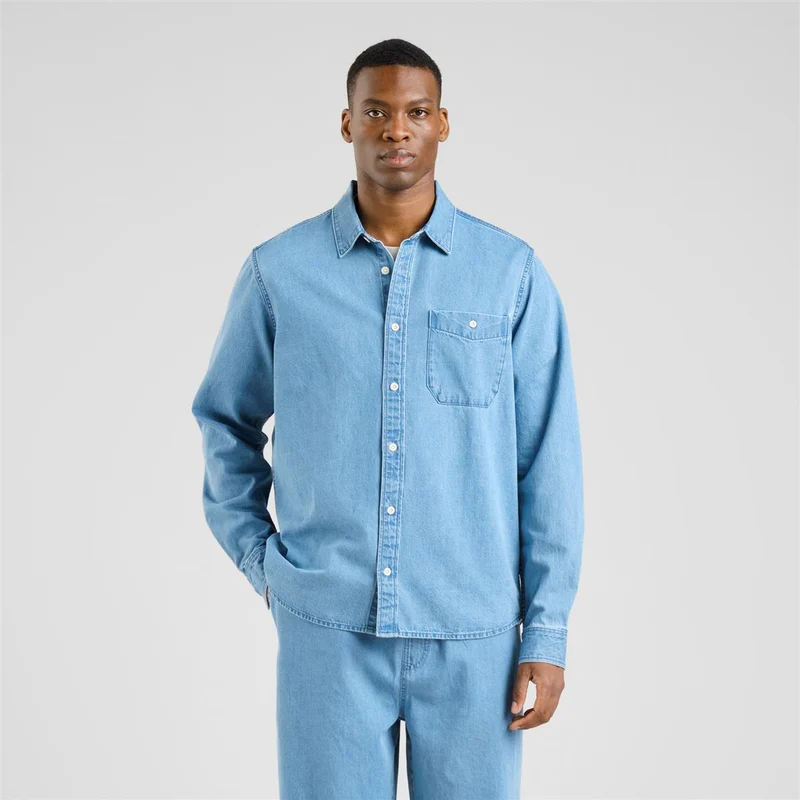 DEDICATED Shirt Lunnevik Denim Light Blue
