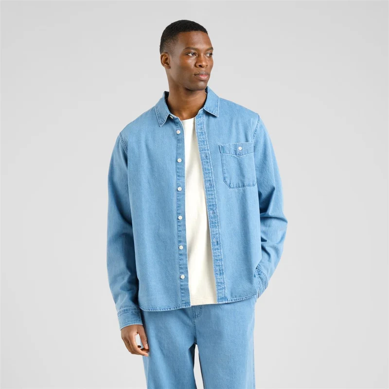 DEDICATED Shirt Lunnevik Denim Light Blue