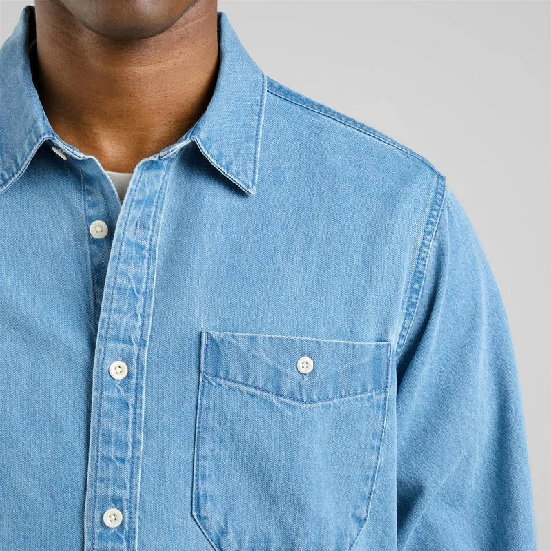 DEDICATED Shirt Lunnevik Denim Light Blue