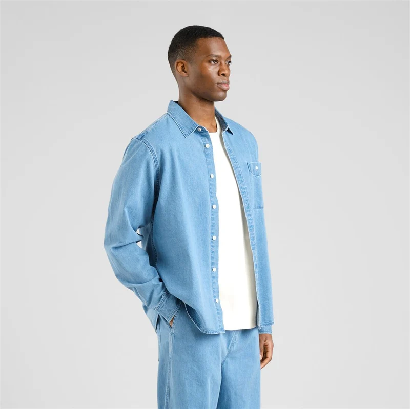 DEDICATED Shirt Lunnevik Denim Light Blue