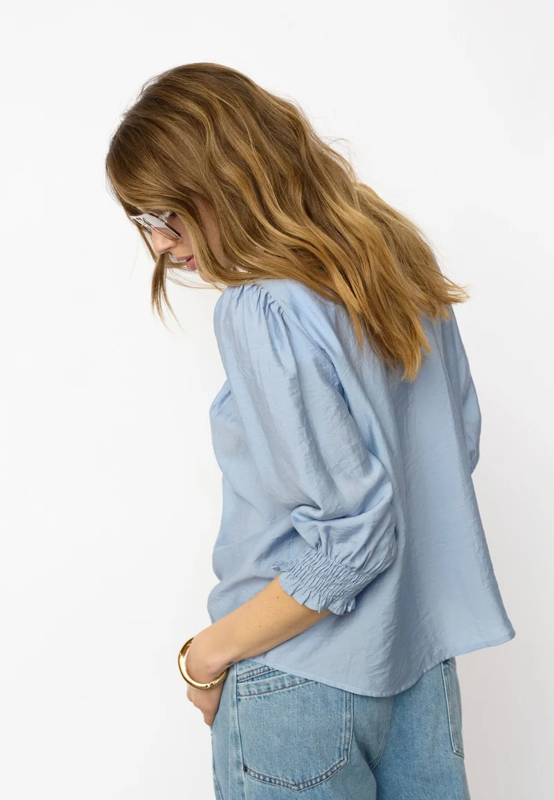 Co´Couture - Callumcc Lace Puff V-Shirt 45173 - 23 - Pale Blue