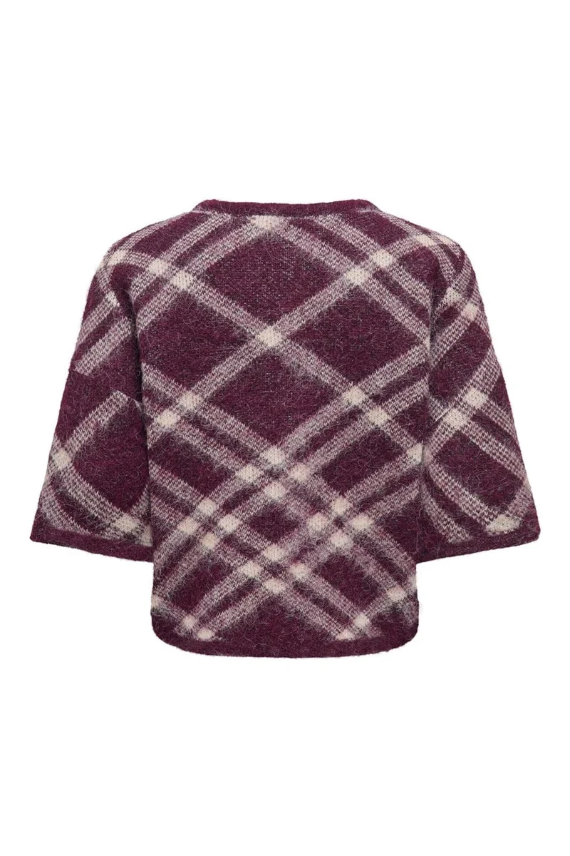 Only - Onlnoeme Ss Pattern O-Neck Knt - 5182114 Fig Check/Oatmeal/Mel