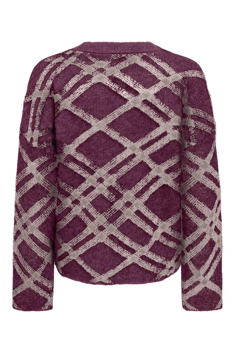 Only - Onlnoeme Ls Pattern O-Neck Knt - 5176953 Fig Oatmeal/Mel