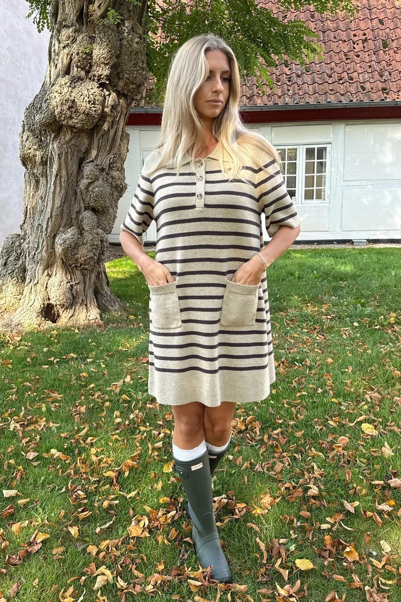 BYIC x Molly&My - Sific Knit Dress H097-3 - Brown Stripes