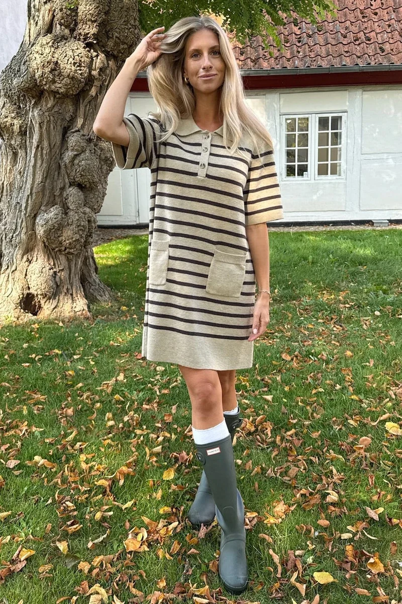 BYIC x Molly&My - Sific Knit Dress H097-3 - Brown Stripes