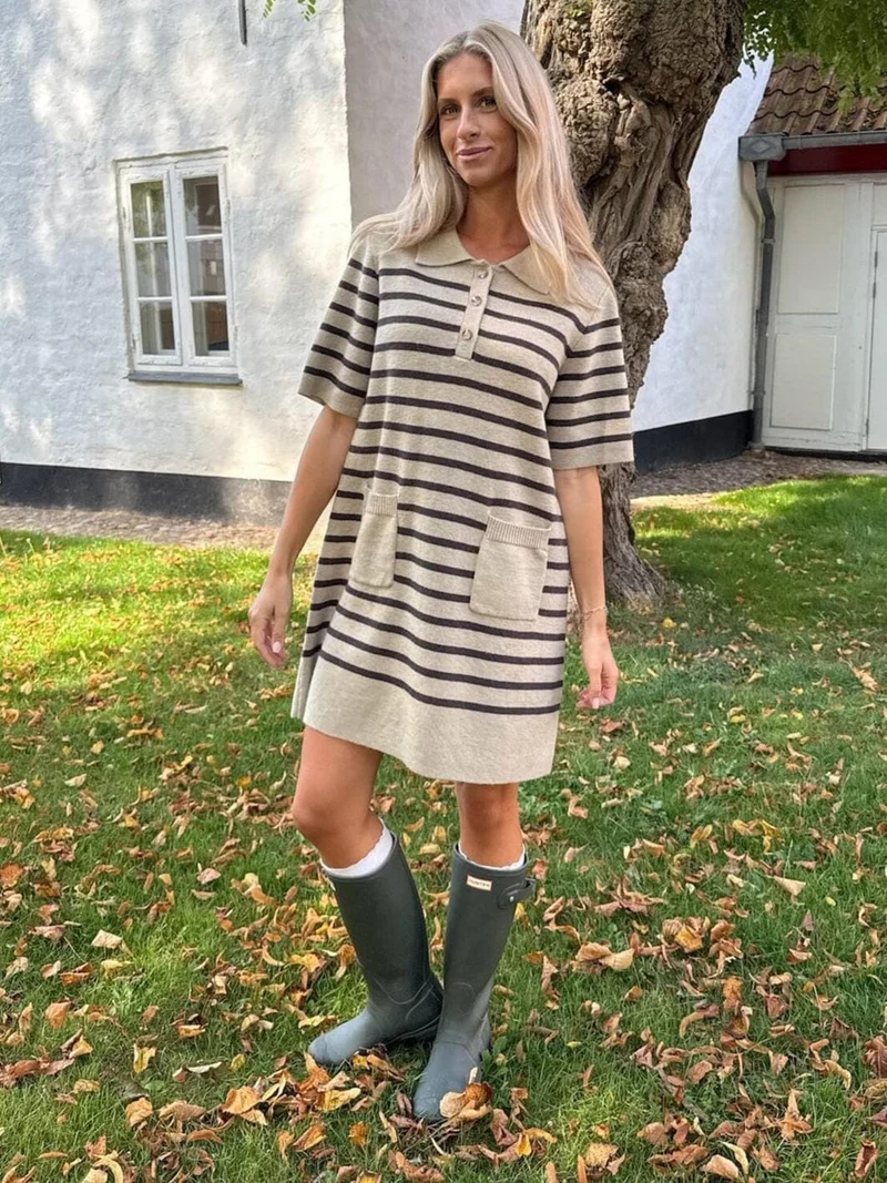 BYIC x Molly&My - Sific Knit Dress H097-3 - Brown Stripes
