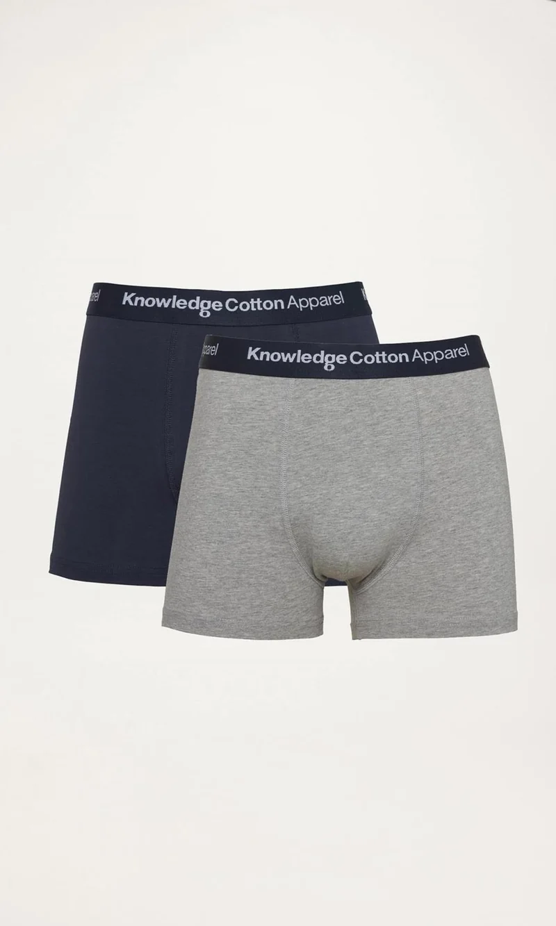 Knowledge Cotton Apparel 2 Pack Boxer Briefs grey melange