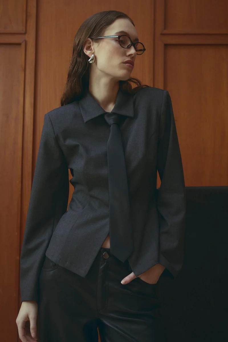 Noella - N-Maelle Shirt 16150005 - 1487 - Grey Herringbone