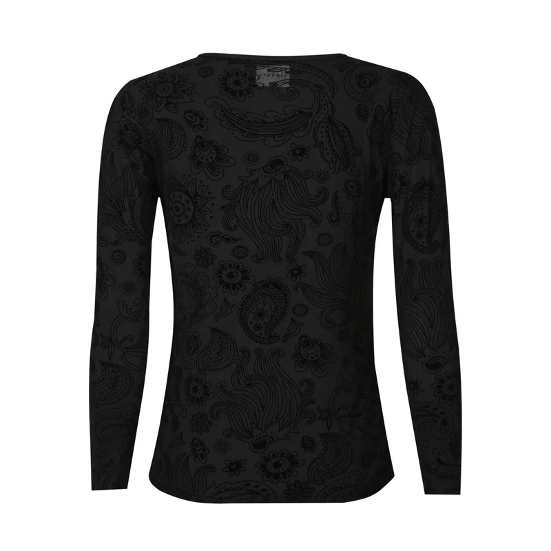 Liberte - Mesh Ls Tshirt, Flock 22081 - Black Paisley