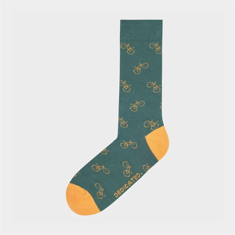 DEDICATED Socks Sigtuna Bike Pattern Forest Green