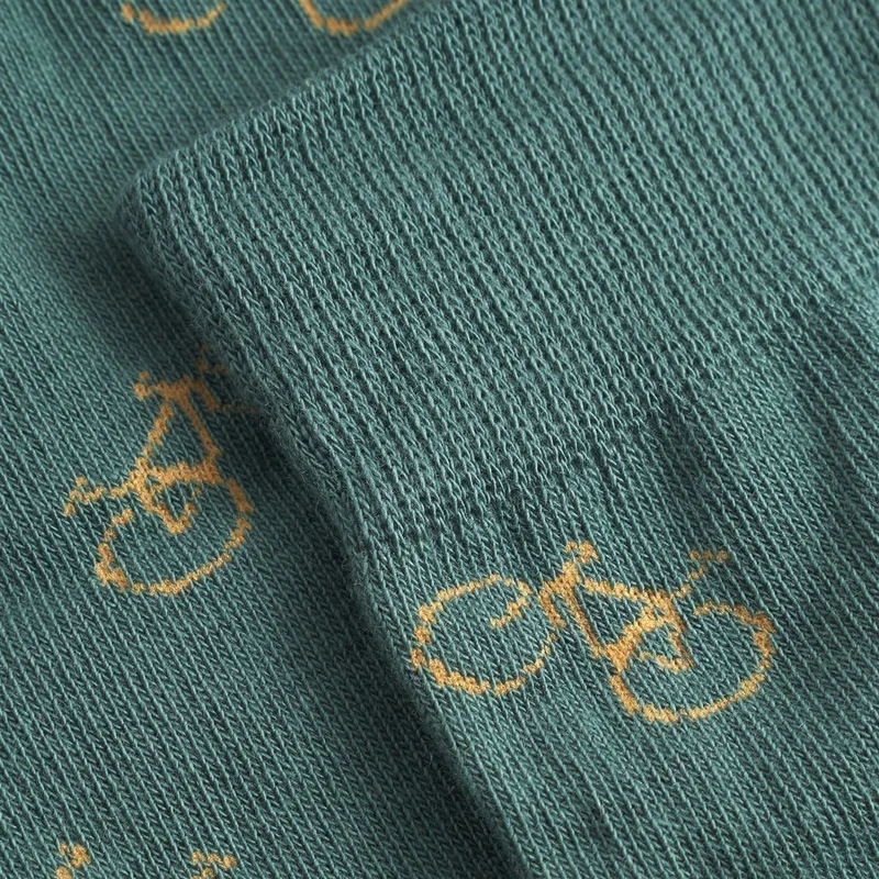 DEDICATED Socks Sigtuna Bike Pattern Forest Green