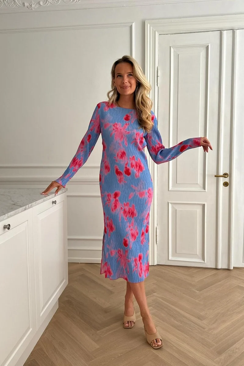BYIC - Odaic Dress - abpfp Abstract Blue Pink Flower Print