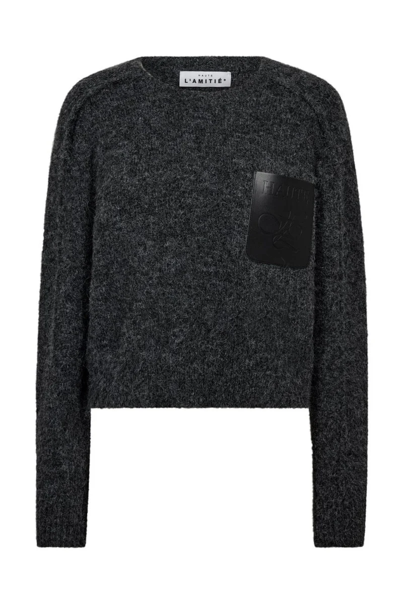 Haute L'Amitié - Darcia Reverse Crop Pocket Knit HL10777 - Antracit Melange