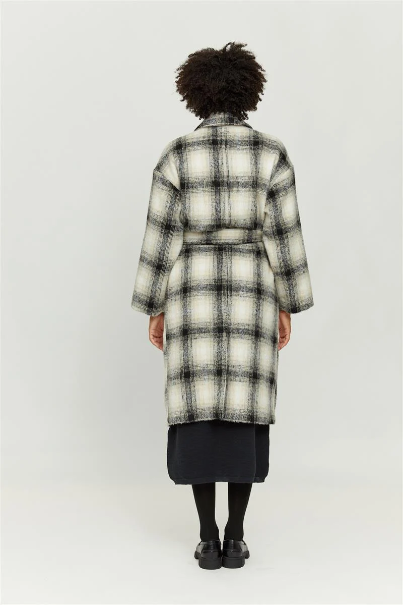 MAZINE Laven Vegan Wool Coat beige-black-checked