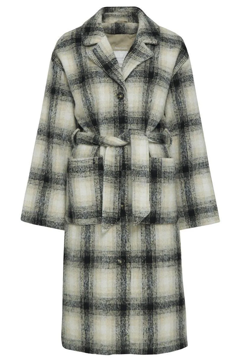 MAZINE Laven Vegan Wool Coat beige-black-checked