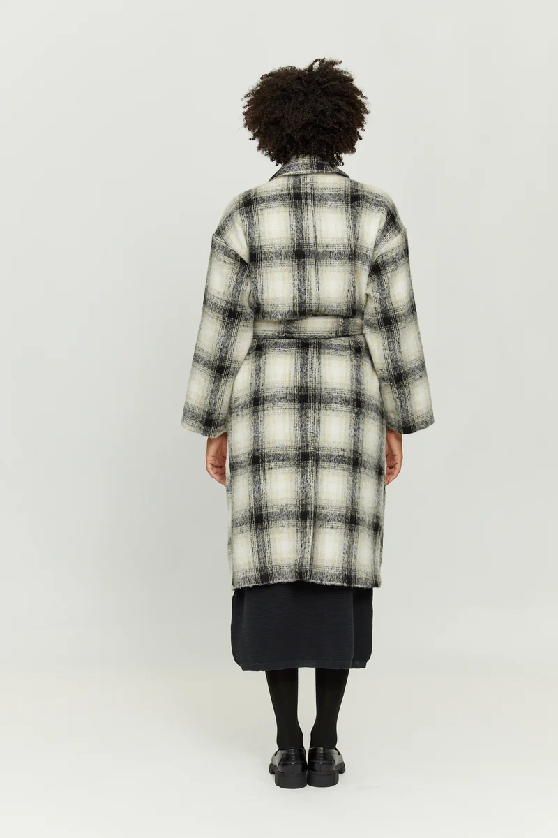MAZINE Laven Vegan Wool Coat beige-black-checked
