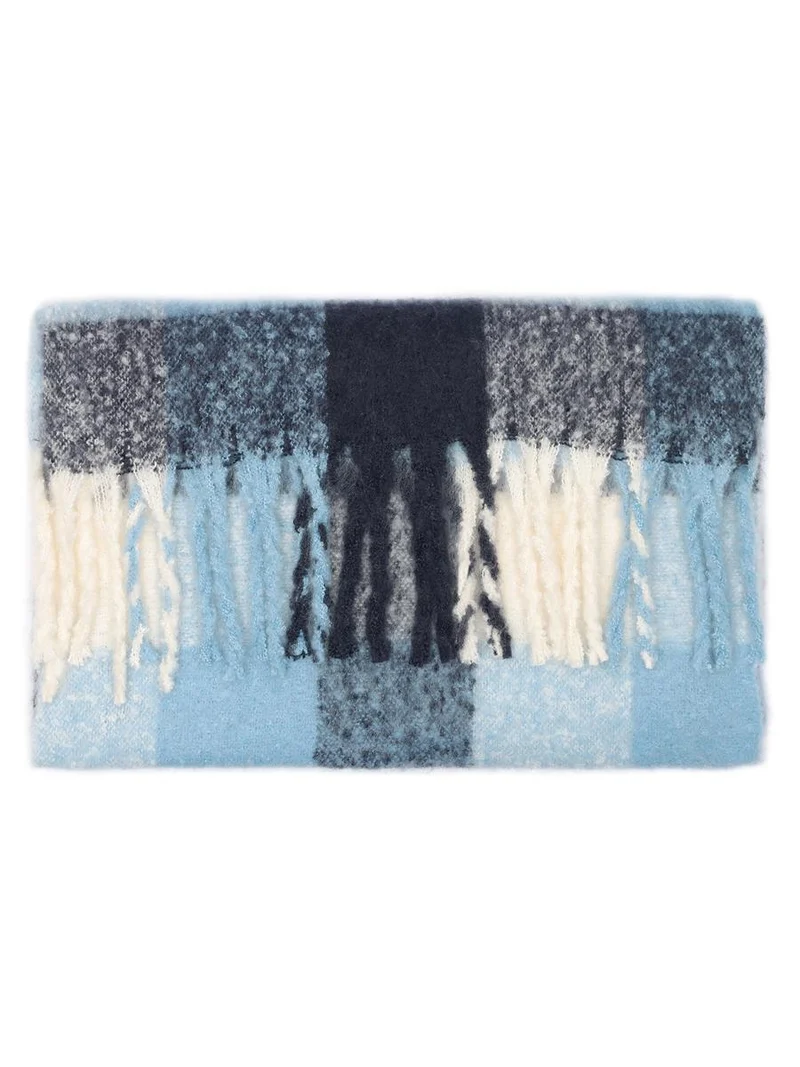 KNOWLEDGE COTTON APPAREL Checked Scarf blue check