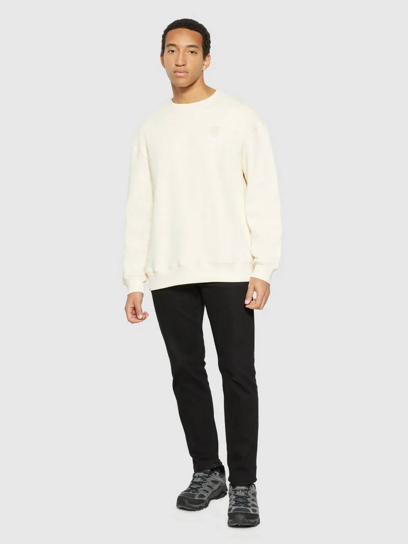 KNOWLEDGE COTTON APPAREL Loose Fit Sweat With Embroidery At Chest buttercream