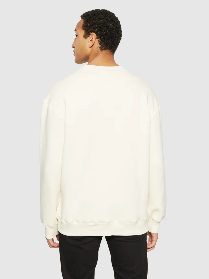 KNOWLEDGE COTTON APPAREL Loose Fit Sweat With Embroidery At Chest buttercream