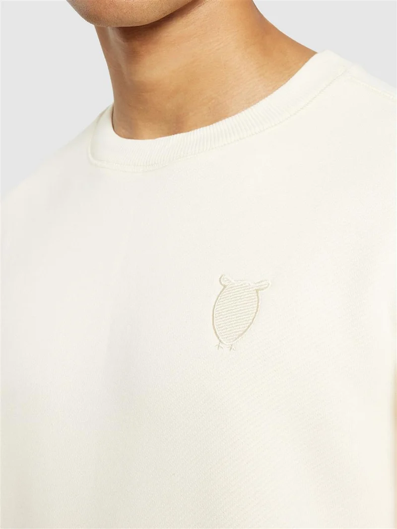 KNOWLEDGE COTTON APPAREL Loose Fit Sweat With Embroidery At Chest buttercream