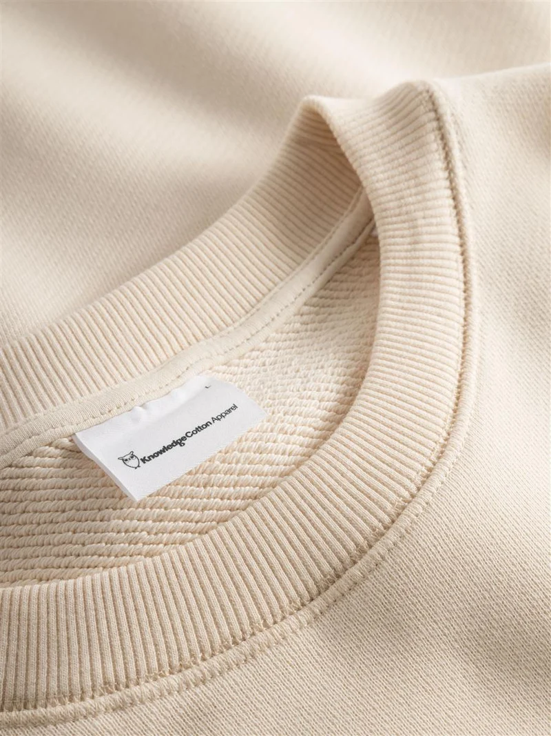 KNOWLEDGE COTTON APPAREL Loose Fit Sweat With Embroidery At Chest buttercream