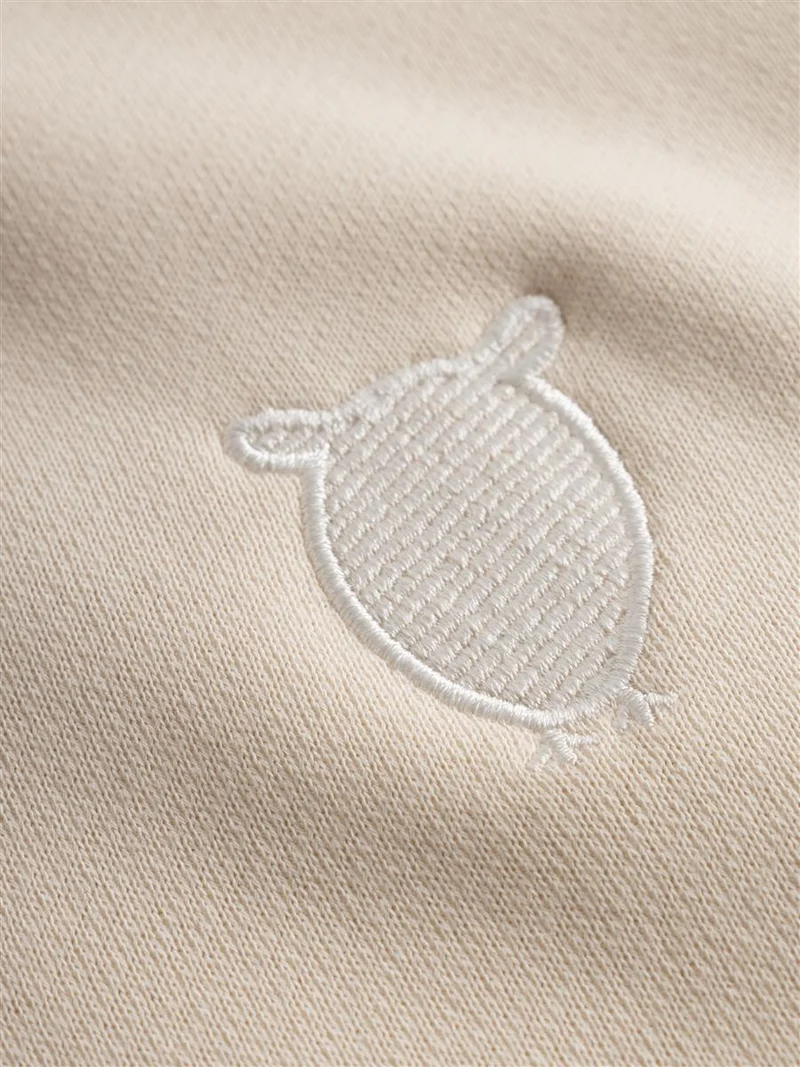 KNOWLEDGE COTTON APPAREL Loose Fit Sweat With Embroidery At Chest buttercream