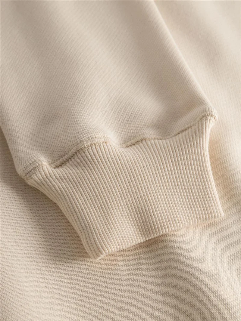 KNOWLEDGE COTTON APPAREL Loose Fit Sweat With Embroidery At Chest buttercream