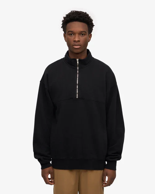 COLORFUL STANDARD Organic Quarter Zip deep black