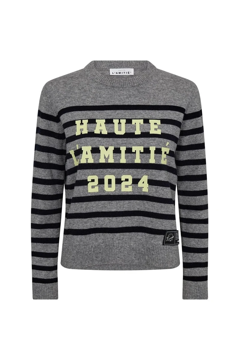 Haute L'Amitié - Cash Ls Stripe Logo Knit Hl10261 - Light Grey Melange