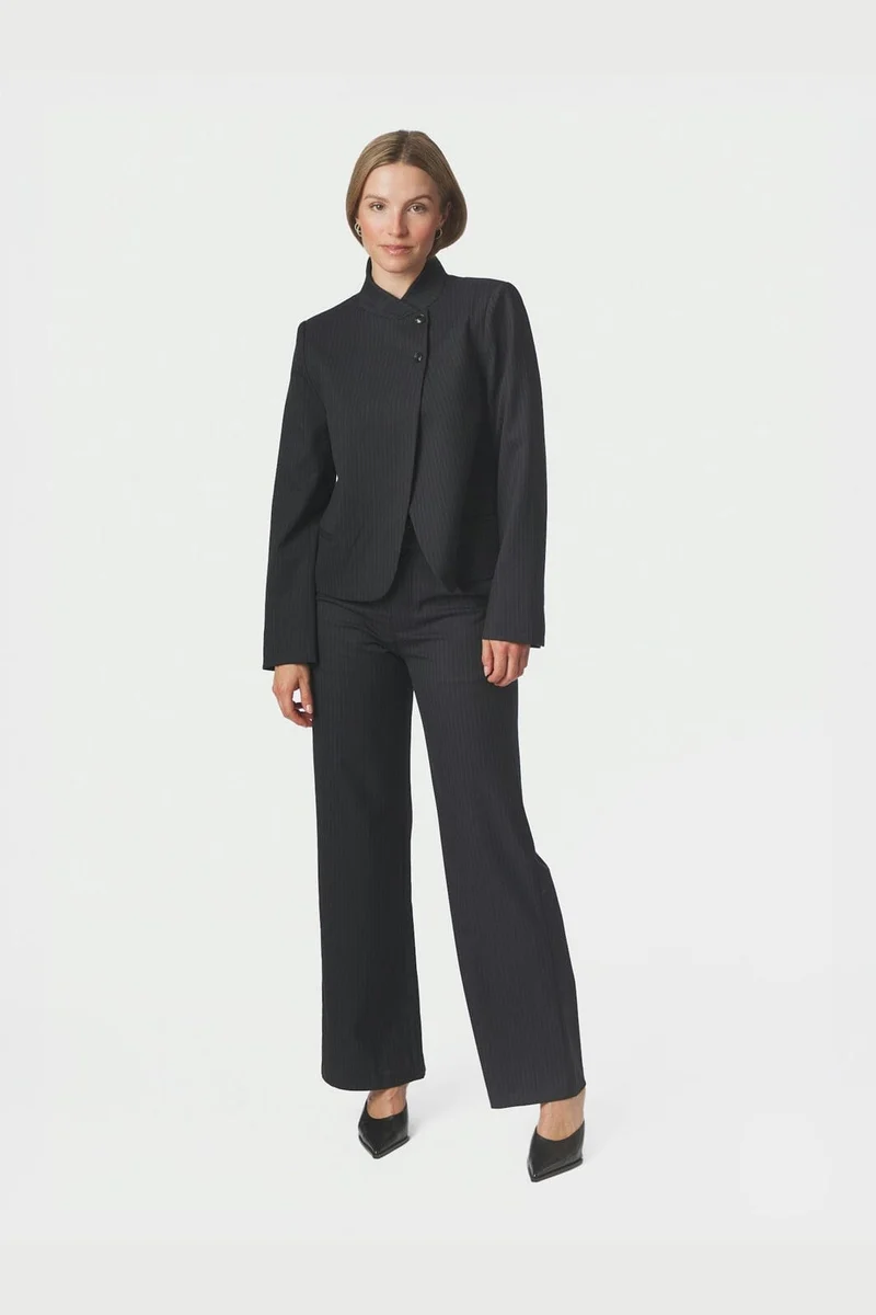Neo Noir - Nathalie Slim Pinstripe Pants 170346 - 702 - Dark Navy