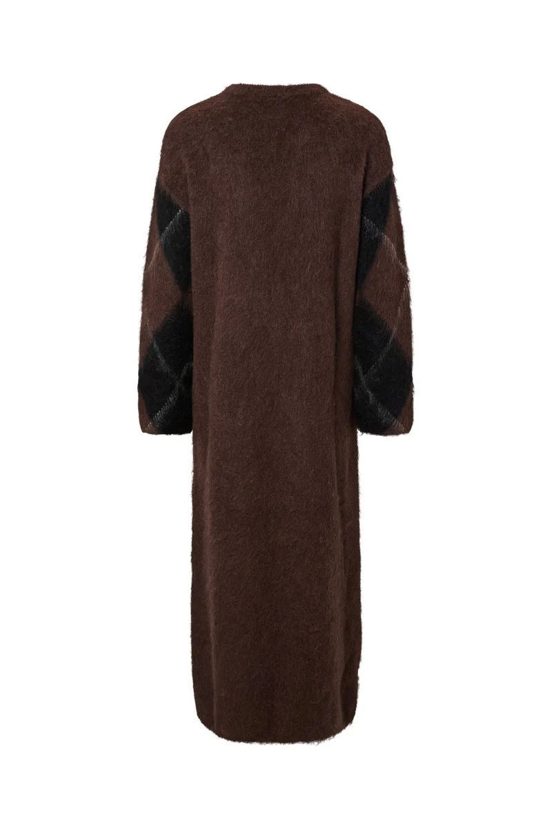 Yas - Yasargy Ls Long Mohair Blend Knit Dress - 5121390 Carafe Black Bean W Pristine Line